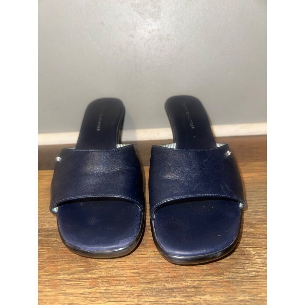 Tommy Hilfiger Navy Blue Marie Leather Sandals Size 10 - Picture 6 of 12